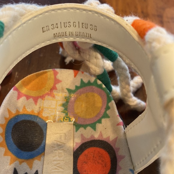 Farm Rio off white sunset anatomic sandal with back tie multi colored size 6 - Picture 11 of 16